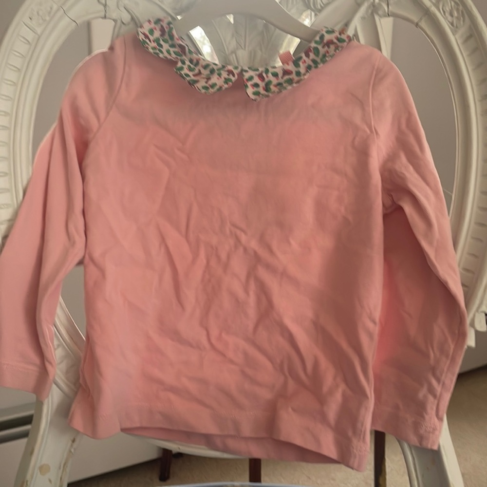 Mini Boden size 3-4 pink shirt with bird collar